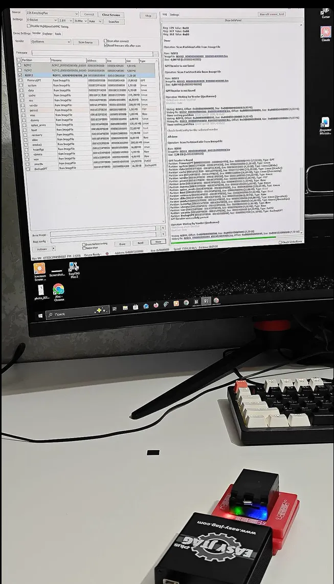 Прошивка новой памяти eMMC на программаторе Z3X EasyJTAG Plus: разметка, загрузчики и системная область